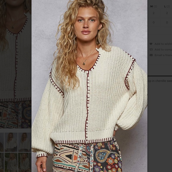 POL Sweaters - POL “ Chantel “ POL Chenille Sweater with Stitch Detail 43